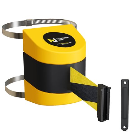 MONTOUR LINE Retractable Belt Barrier Yellow Clamped Wall Mnt, 11ft Blk/Ye Belt (F) WMX140-YW-BYD-C-S-110